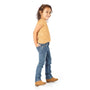 Thin Little Girl Wearing Slim-Fit Kids Jeans with Hands in her Back Pockets