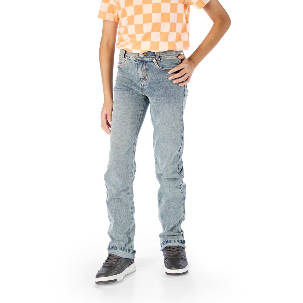 Front of Tall Slim Boy Wearing Light Wash Slim-Fit Jeans / StiltBird Apparel