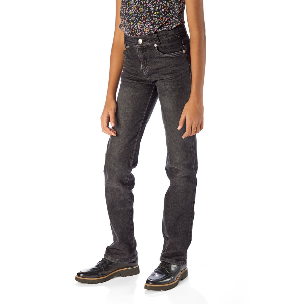 Legs of Tall Thin Girl Wearing Slim-Fit Extra Long Tall Black Jeans / StiltBird Apparel