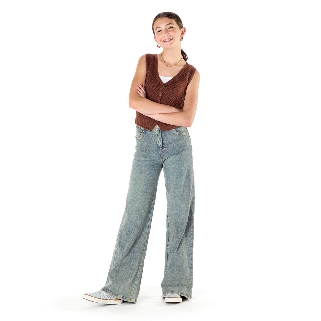 Juniors Wide Leg Slim-Fit Denim Jeans / Daphne Cut