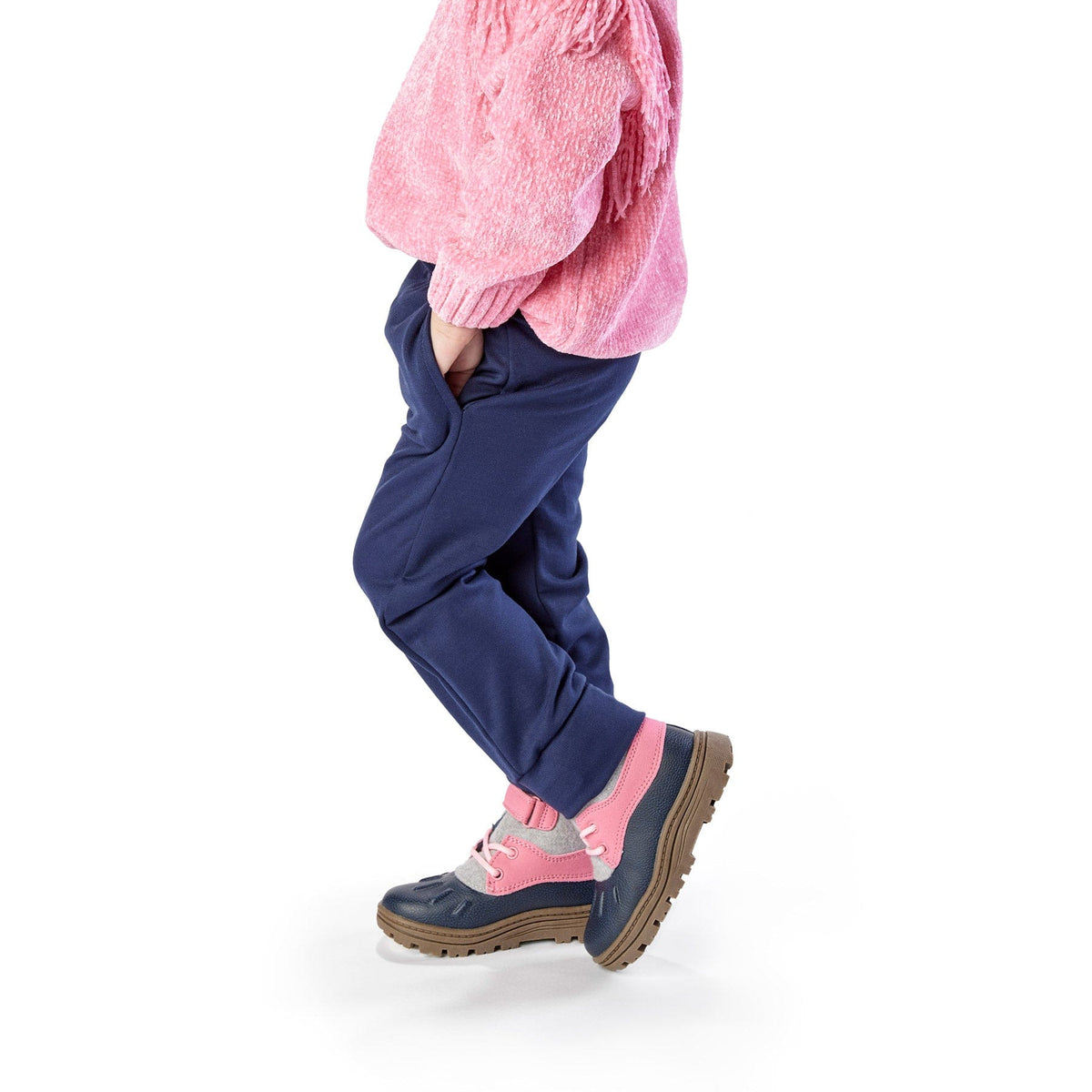 Pockets: Extra long and slim knit joggers for toddlers / navy 