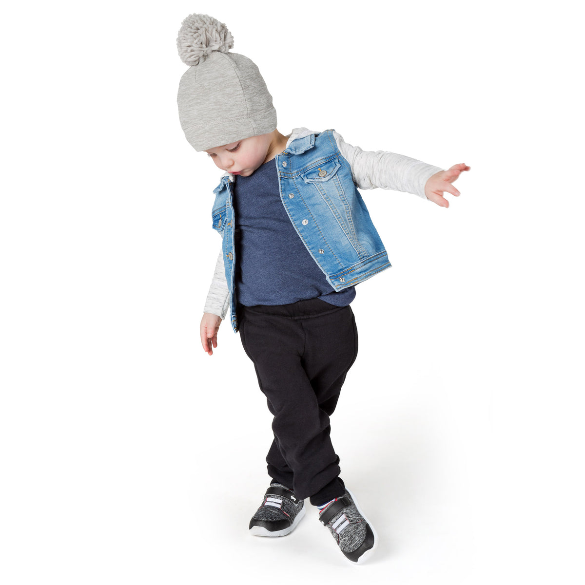 Thin Toddler Boy Black Elastic Waist Sweatpants
